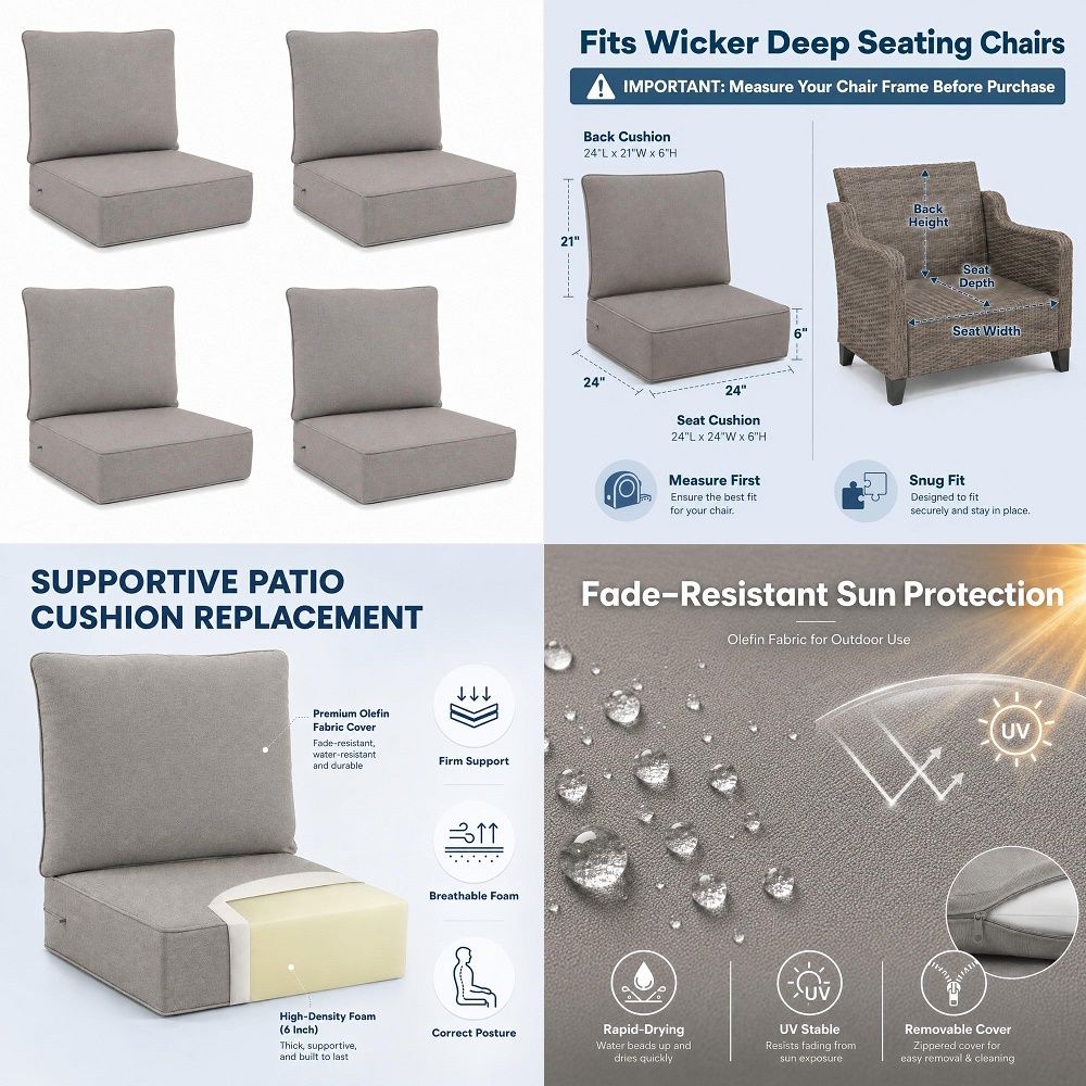 Outdoor Furniture Cushions 22 X 24 - Outdoor Seat Cushions 4Piece Set 22