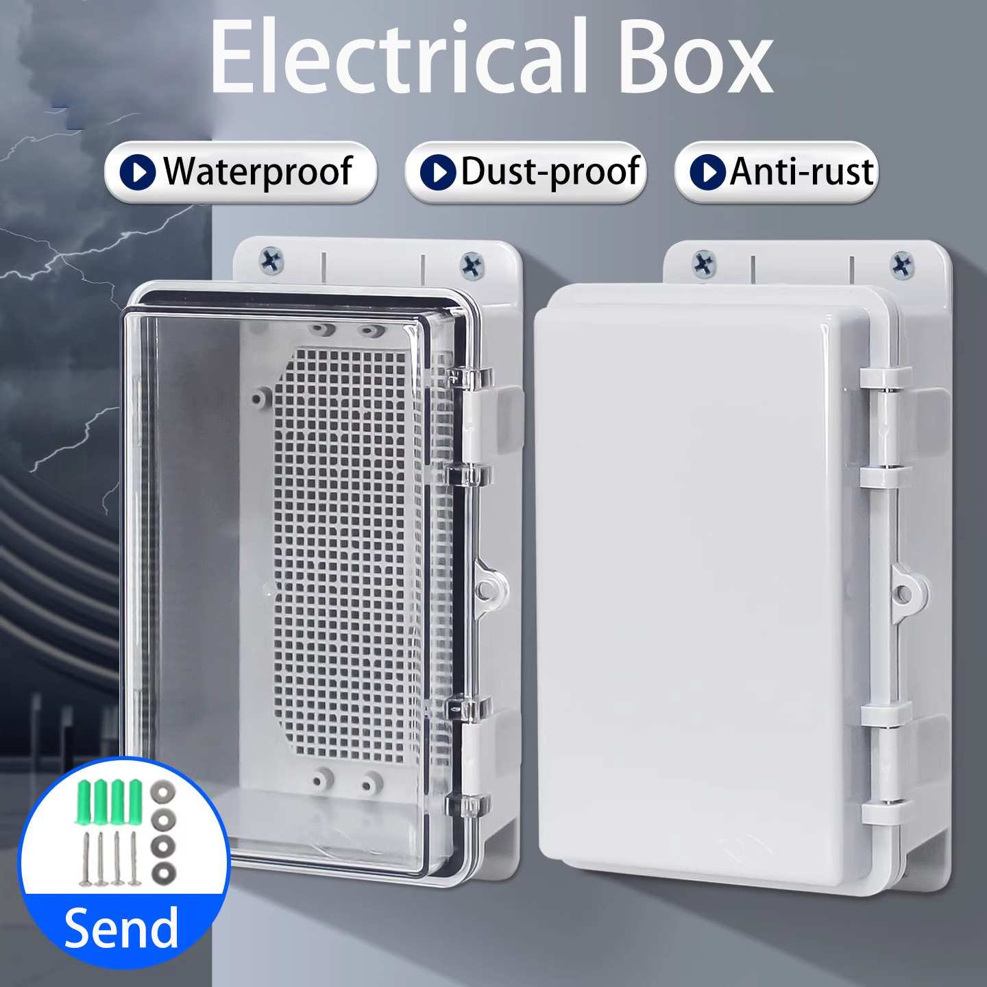 Outdoor Furniture Outlet - IP66 Waterproof Grey/Transparent Cover Housing Power