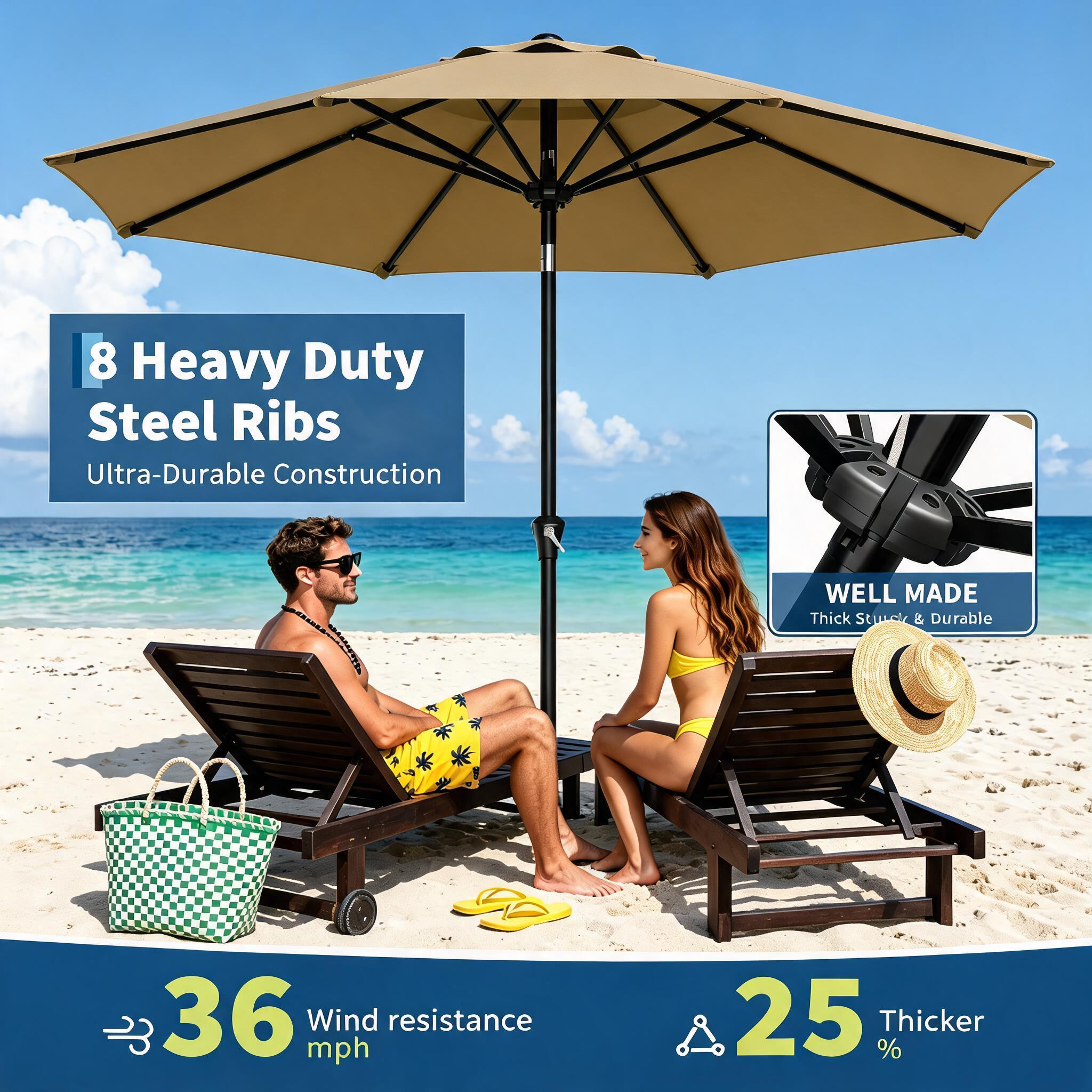Outdoor Furniture Sunbrella - 9FT Patio Umbrella - Outdoor Table