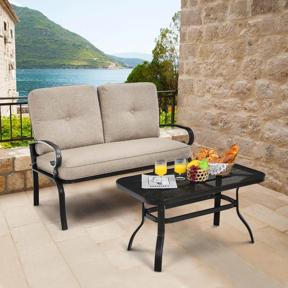 Outdoor Furniture Loveseat - Patio Loveseat with Table Set, 2