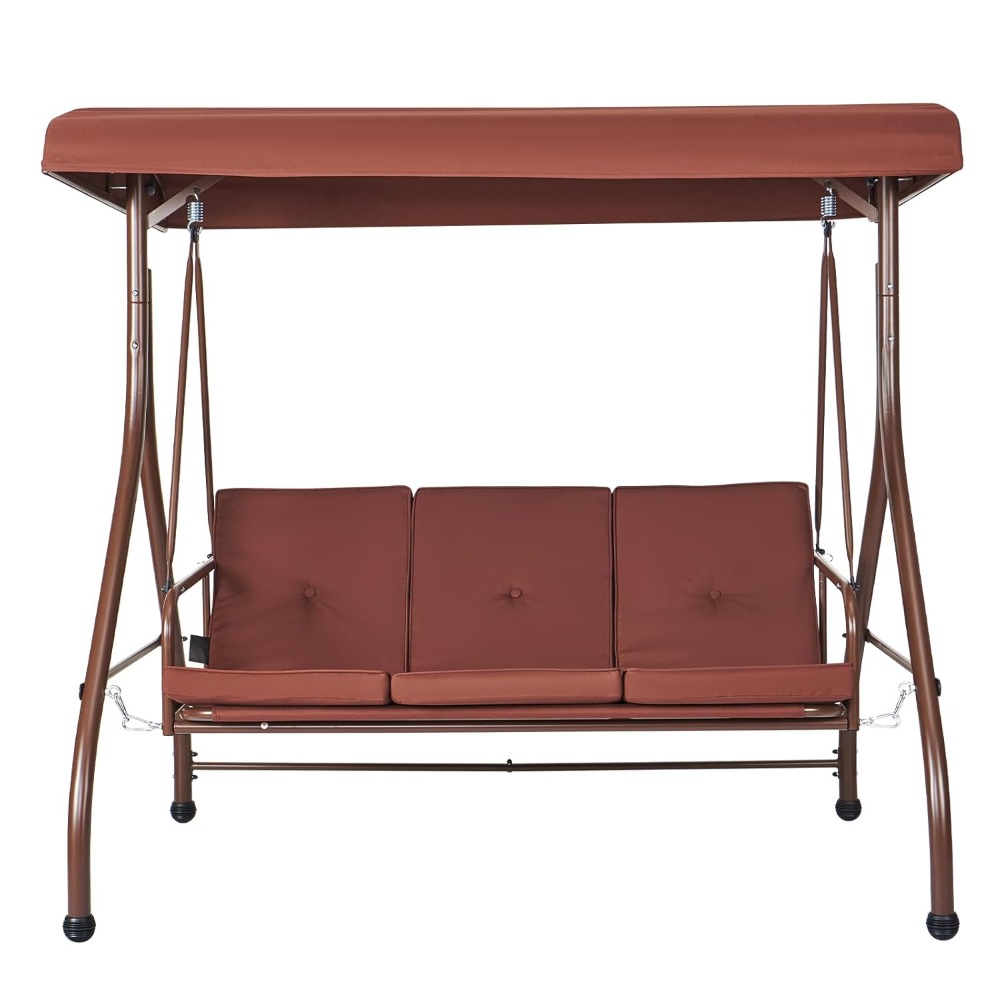 Outdoor Furniture Sunbrella - 3-Seat Patio Swing Chair, Converting Canopy
