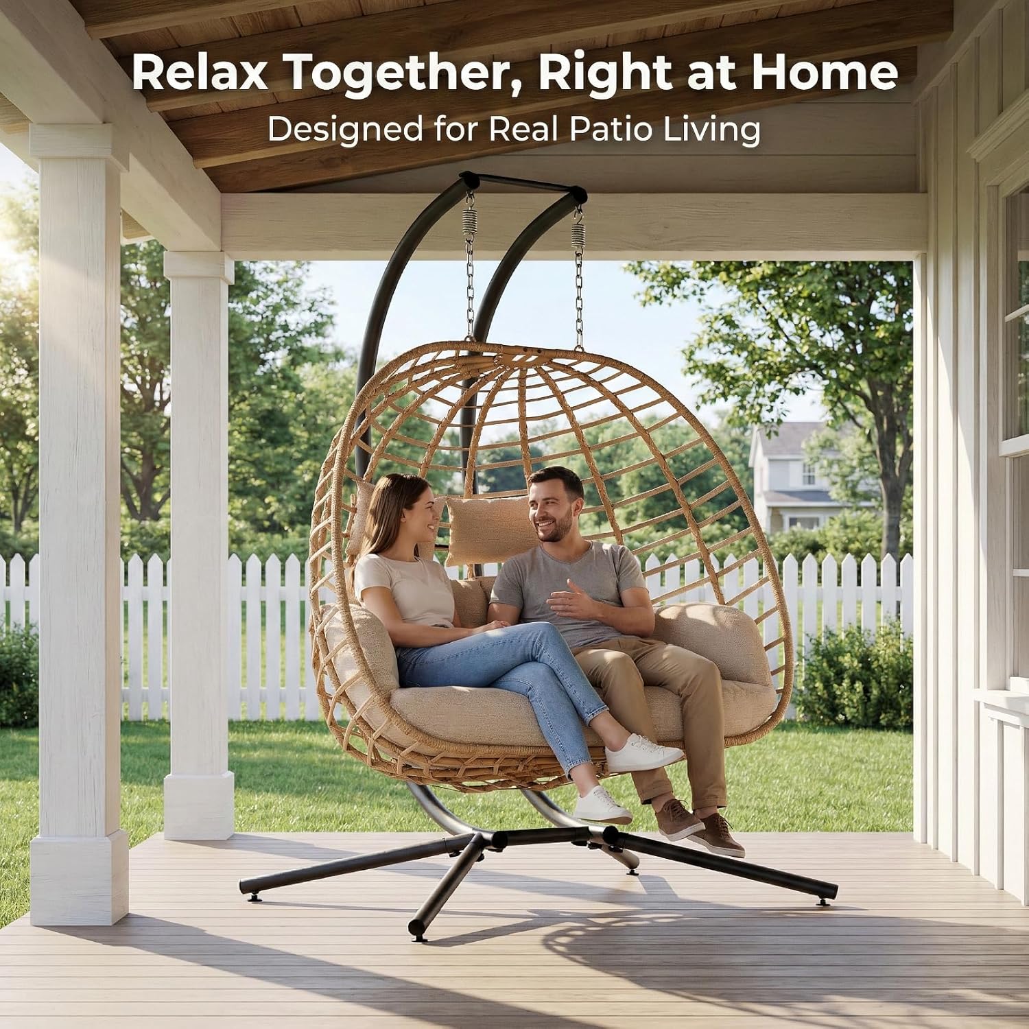 Double Hanging Egg Chair with  - Outdoor Furniture Loveseat ulasan dan harga
