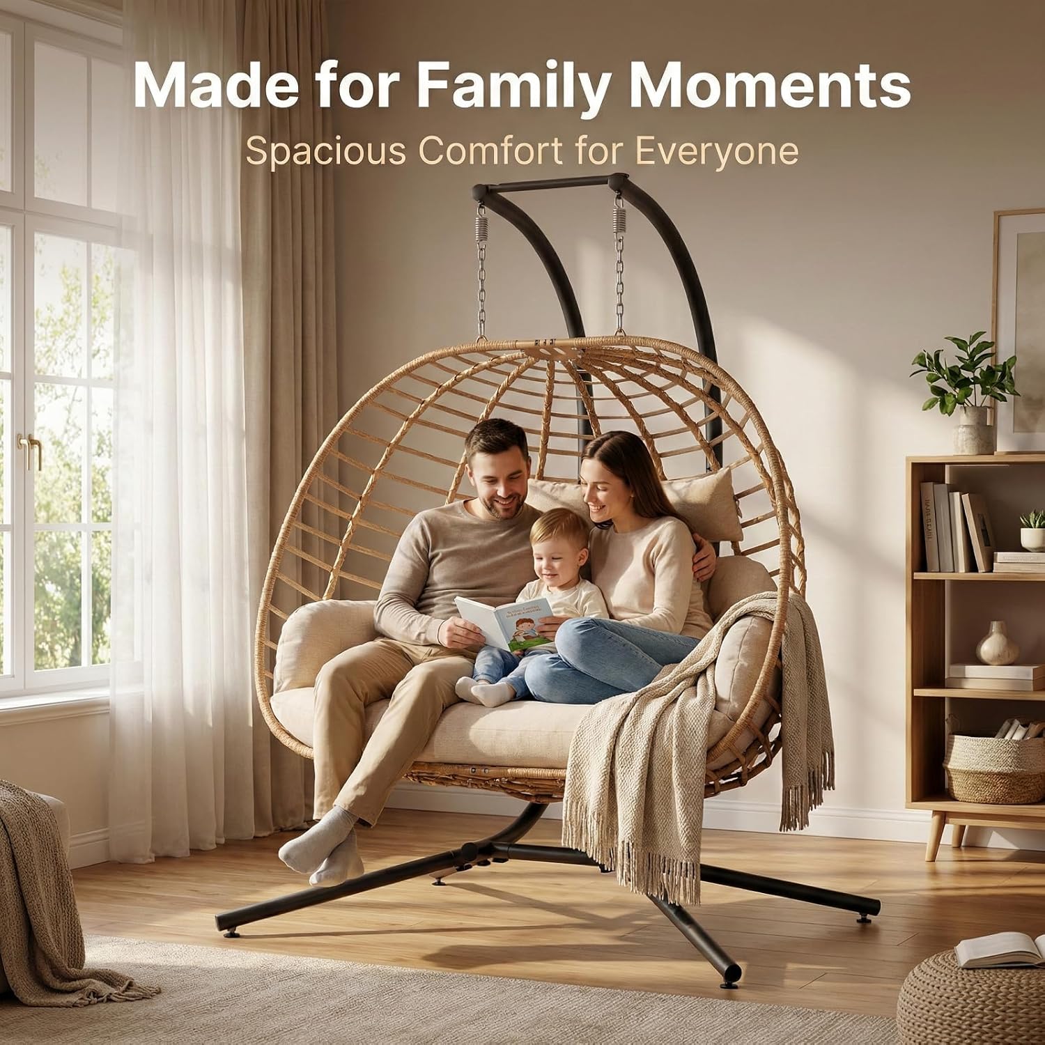 Double Hanging Egg Chair with  - Outdoor Furniture Loveseat ulasan dan harga