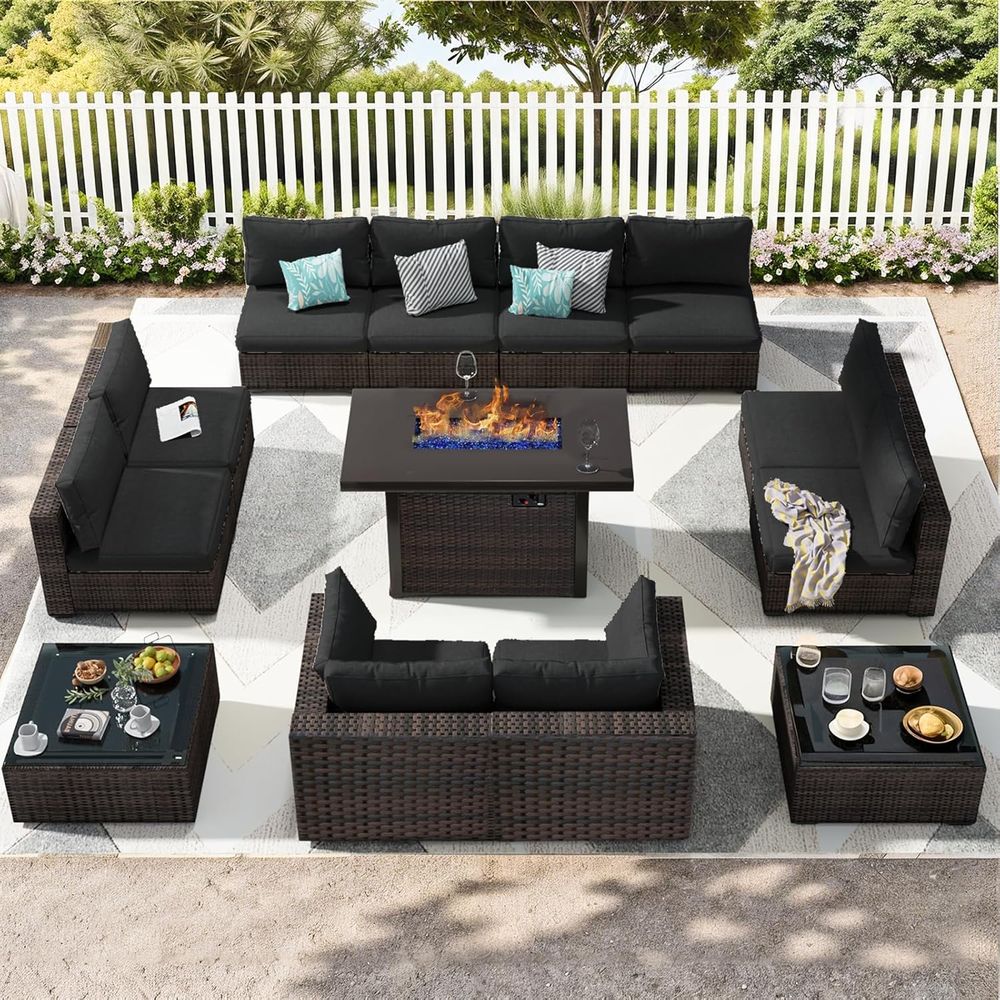 13-Piece Outdoor Sectional Pat - Outdoor Furniture With Fire Pit Table ulasan dan harga