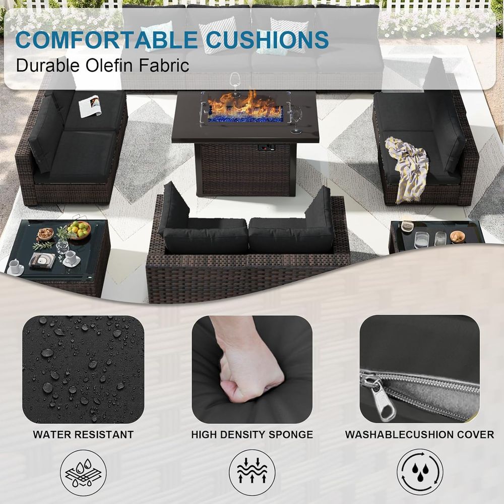 13-Piece Outdoor Sectional Pat - Outdoor Furniture With Fire Pit Table ulasan dan harga