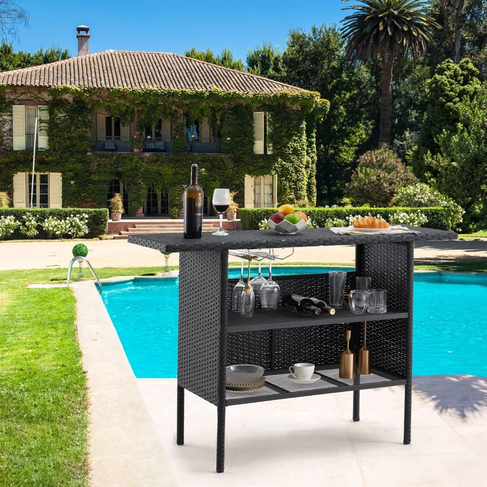 Outdoor Patio Wicker Bar Count - Outdoor Furniture With Fire Pit Table ulasan dan harga
