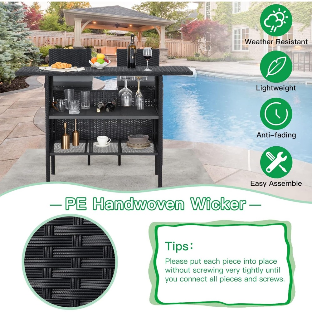Outdoor Patio Wicker Bar Count - Outdoor Furniture With Fire Pit Table ulasan dan harga