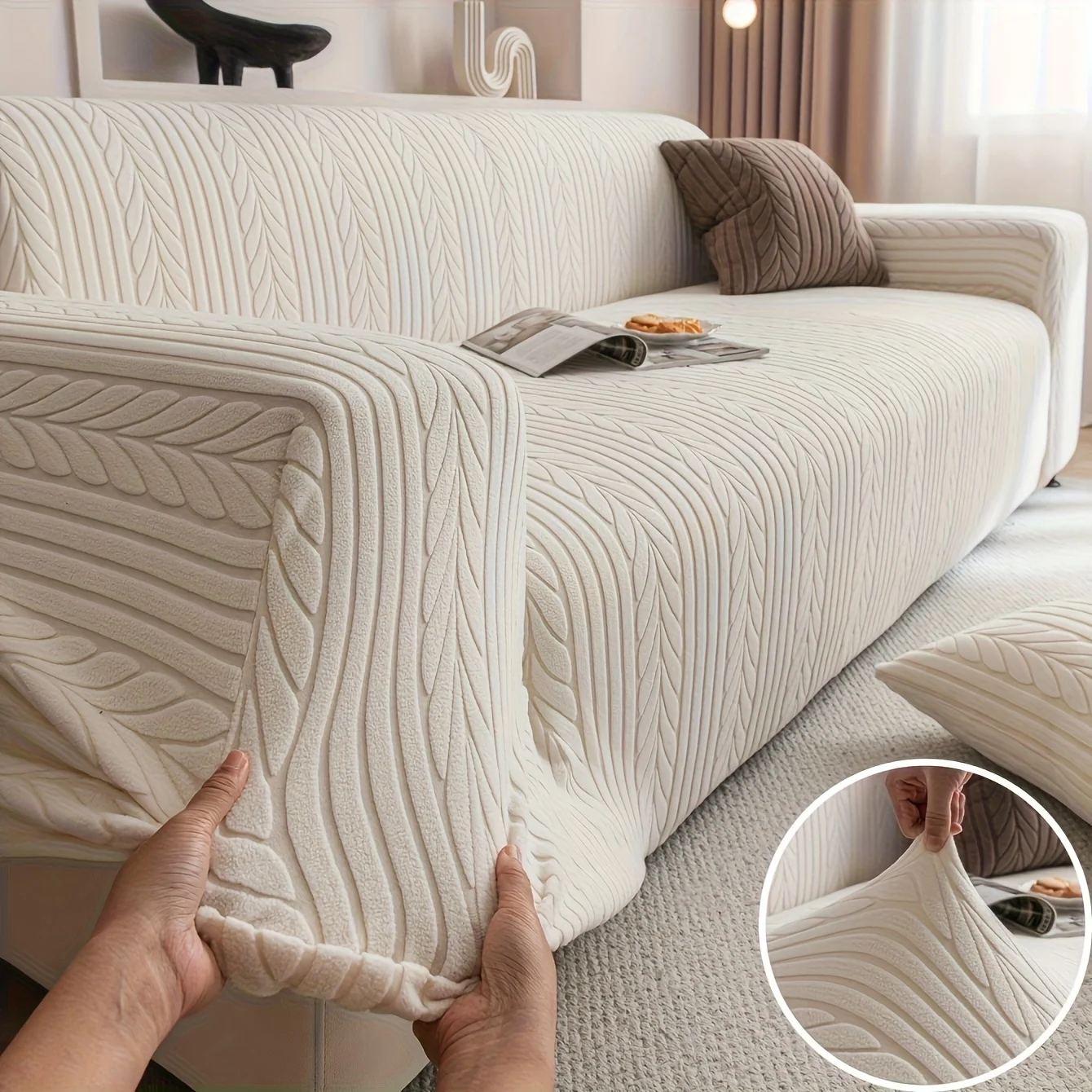us1 Striped Sofa Cover, Washab - Outdoor Furniture Fabric ulasan dan harga