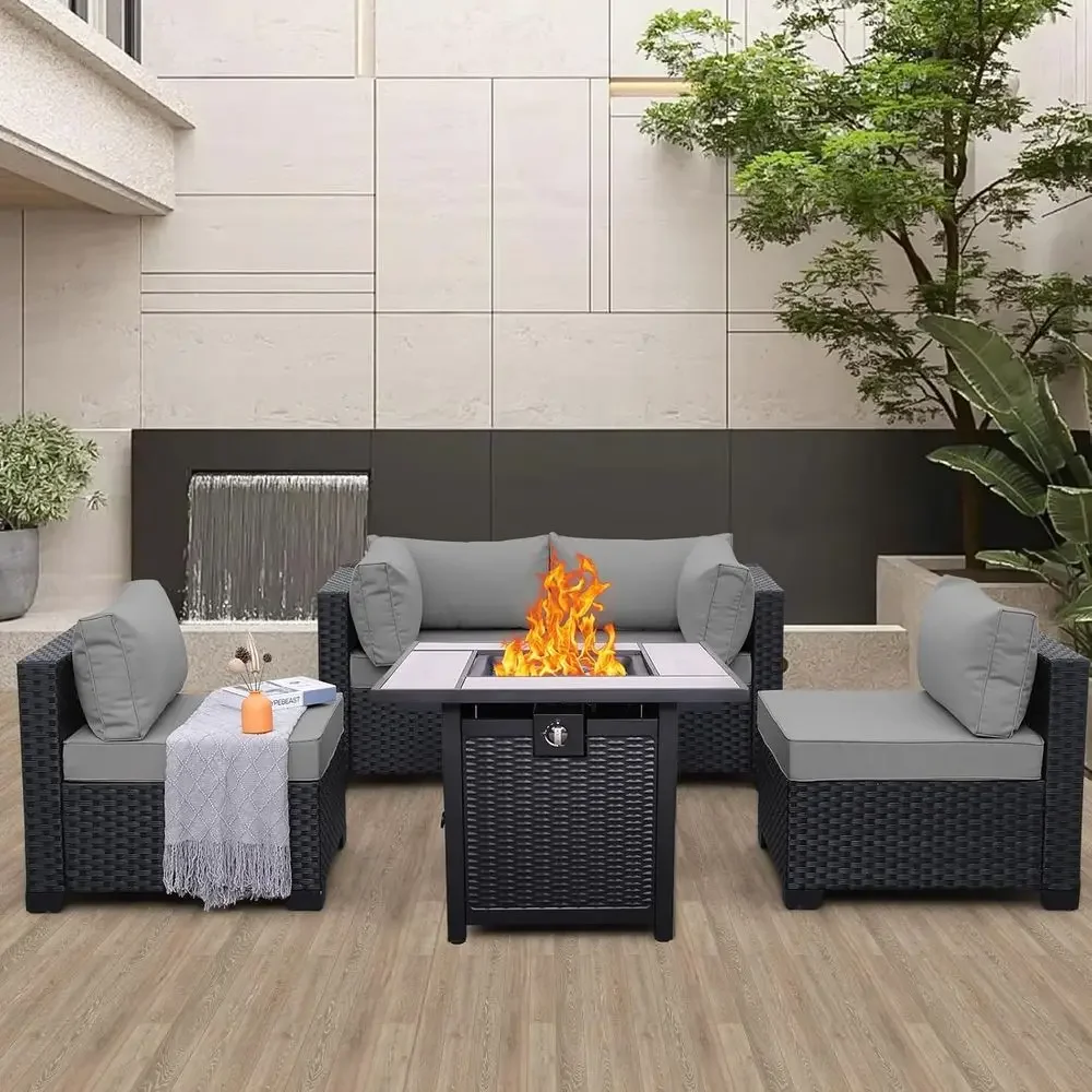 5-Piece Outdoor Patio Furnitur - Outdoor Furniture With Fire Pit Table ulasan dan harga