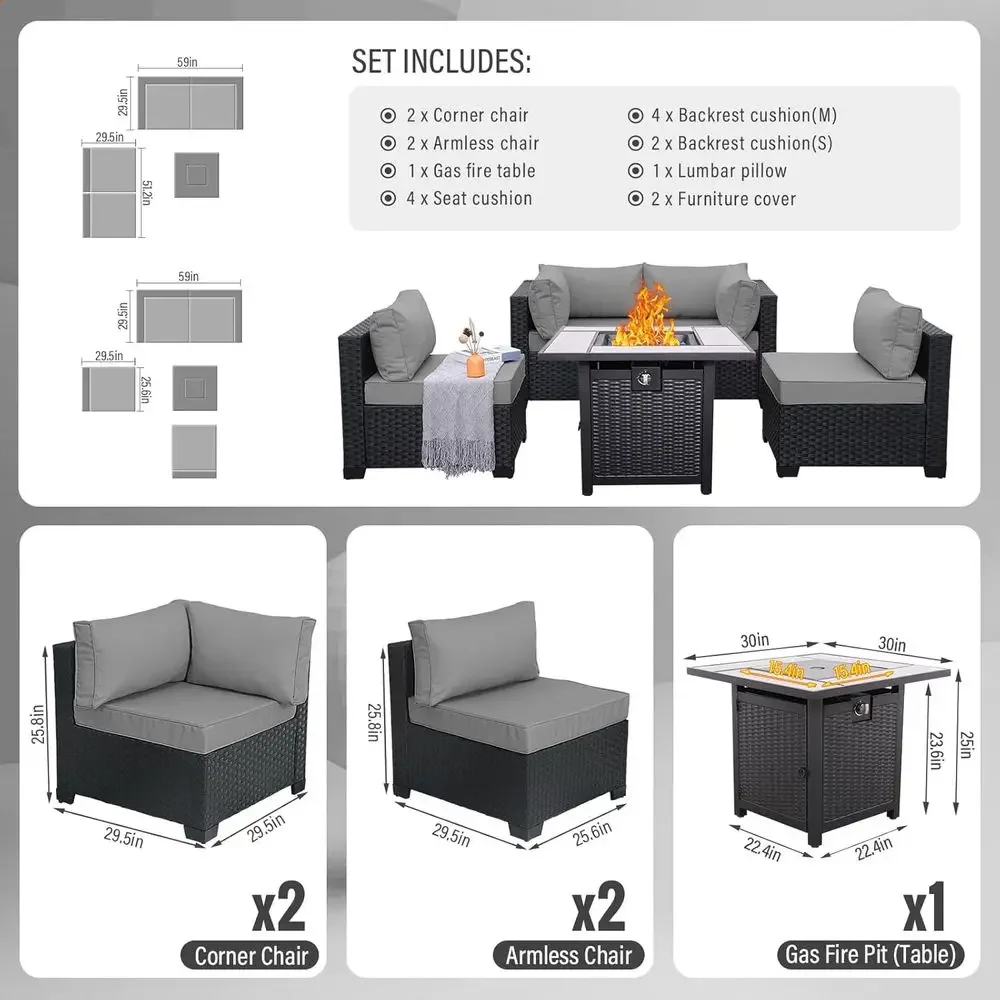 5-Piece Outdoor Patio Furnitur - Outdoor Furniture With Fire Pit Table ulasan dan harga