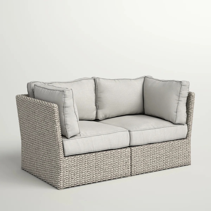 Outdoor Wicker Loveseat with C - Outdoor Furniture Loveseat ulasan dan harga