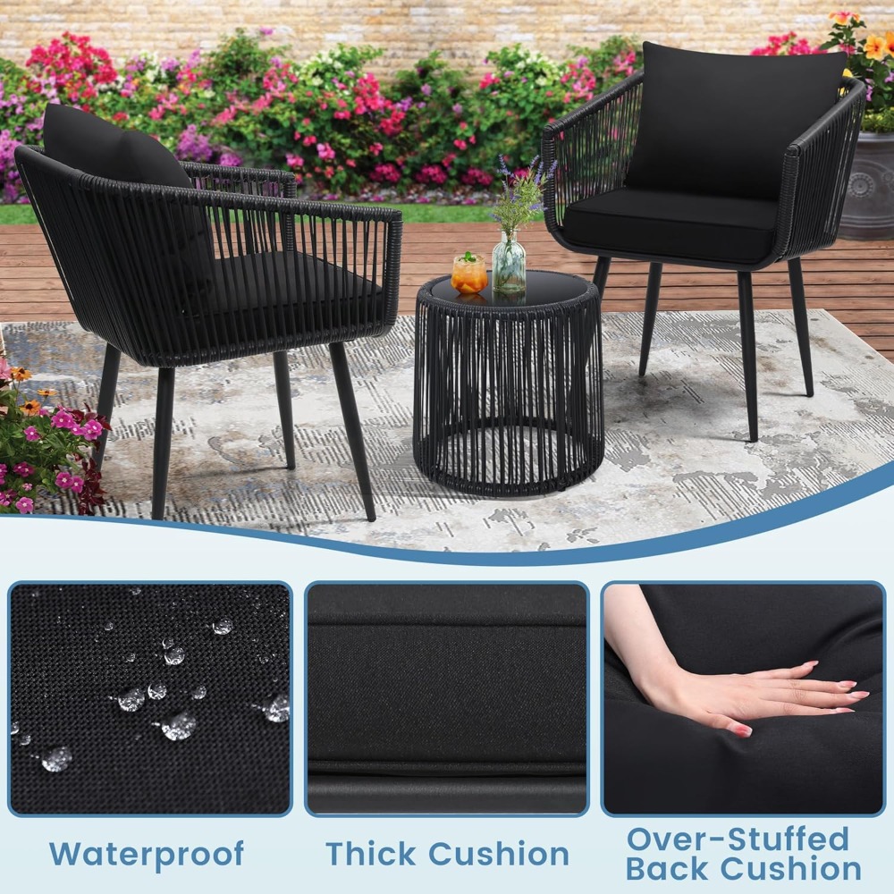 3 Pieces Patio Rattan Bistro C - Outdoor Furniture Deals ulasan dan harga