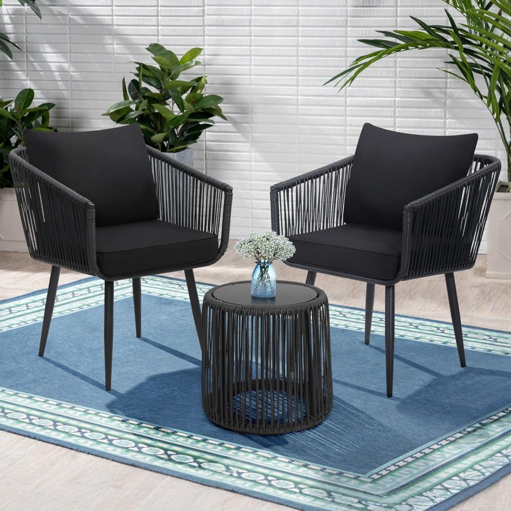 3 Pieces Patio Rattan Bistro C - Outdoor Furniture Deals ulasan dan harga