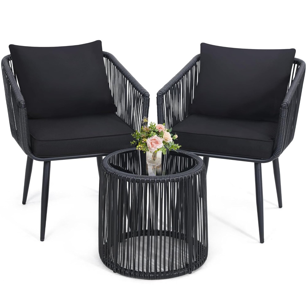 3 Pieces Patio Rattan Bistro C - Outdoor Furniture Deals ulasan dan harga