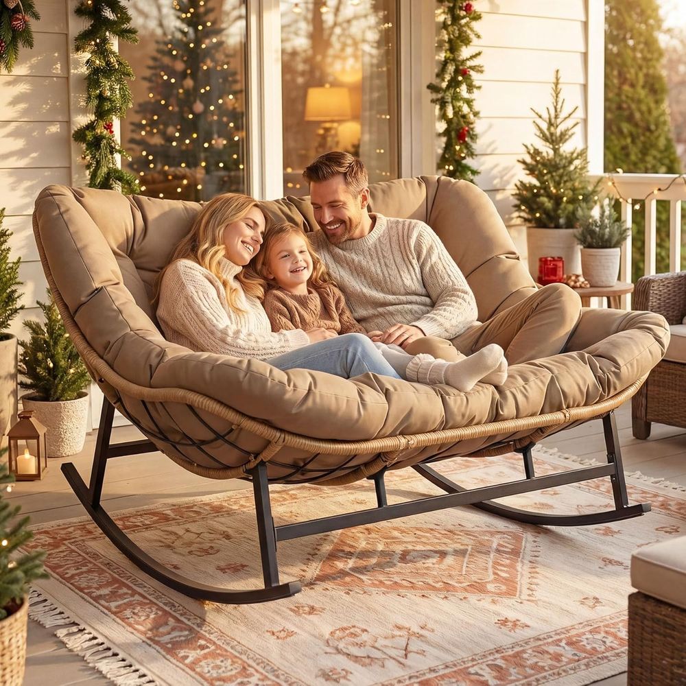 Double Rocking Chairs, Oversiz - Outdoor Furniture Loveseat ulasan dan harga
