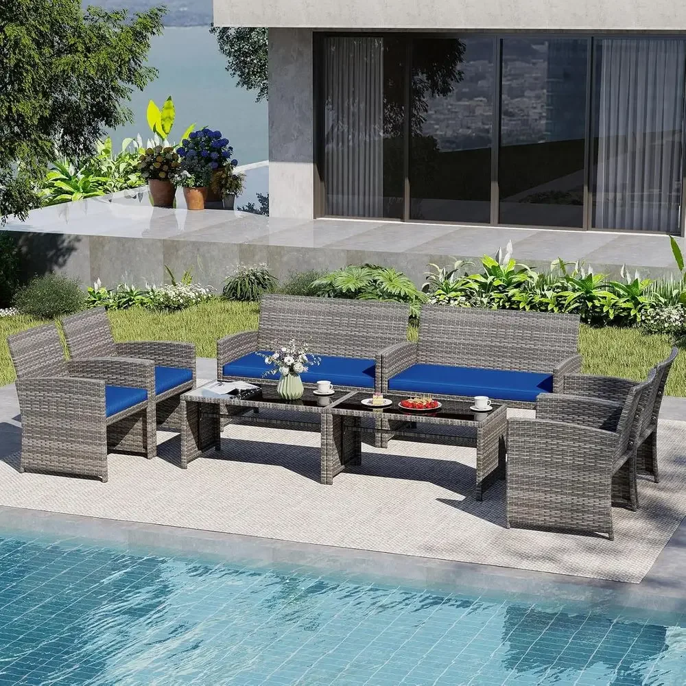 8-Piece Outdoor Wicker Furnitu - Outdoor Furniture Loveseat ulasan dan harga