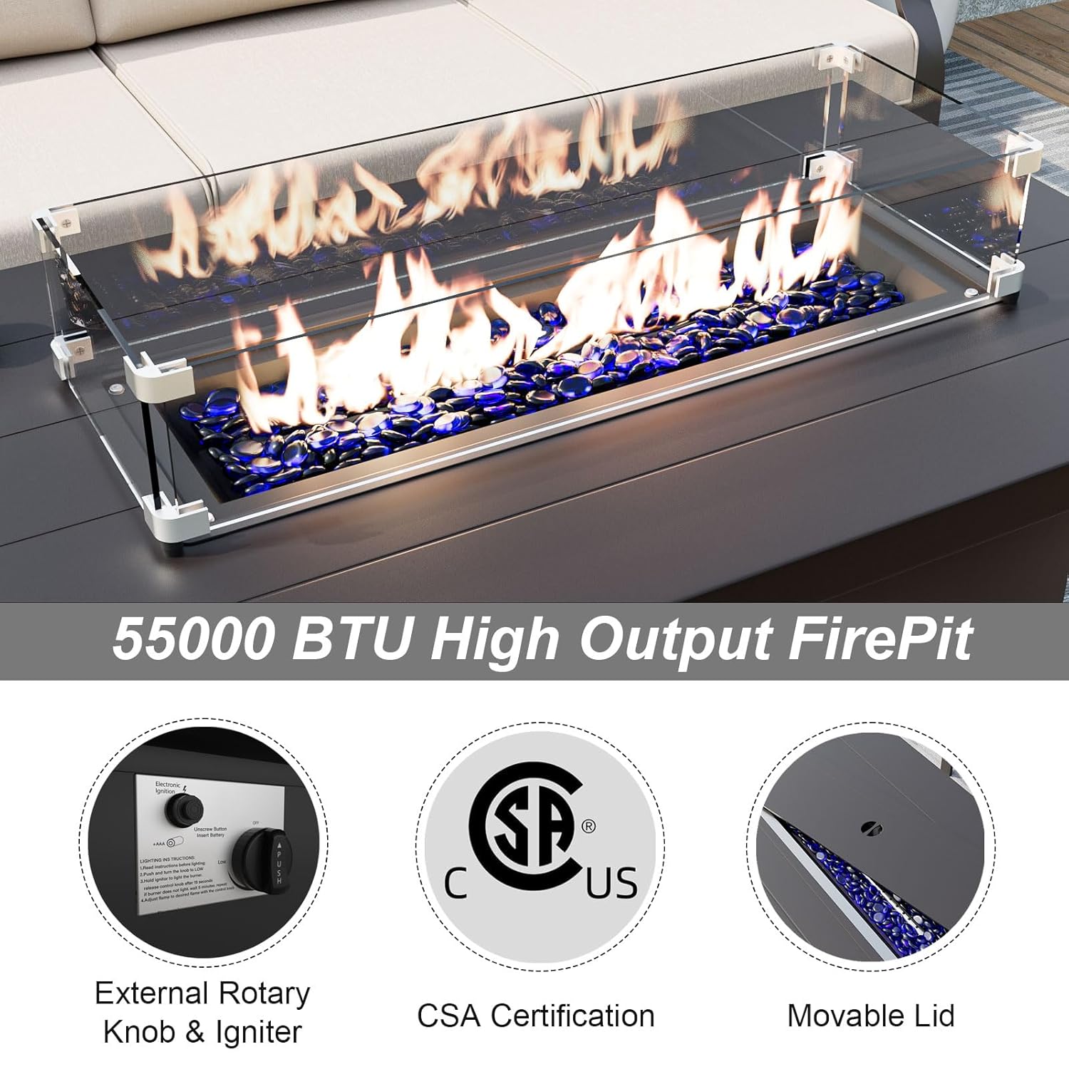 5-seat Aluminum Patio Sectiona - Outdoor Furniture With Fire Pit Table ulasan dan harga