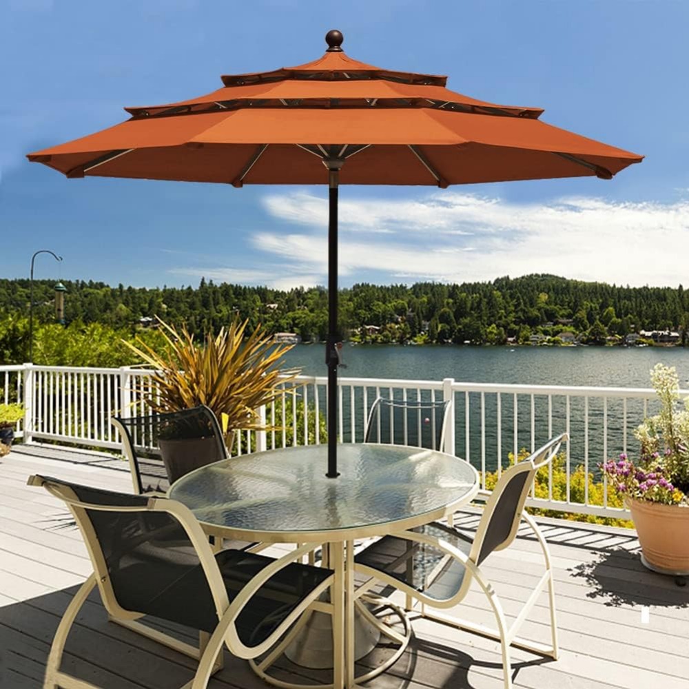 USA 9Ft 3 Tiers Market Umbrell - Outdoor Furniture Year Round ulasan dan harga