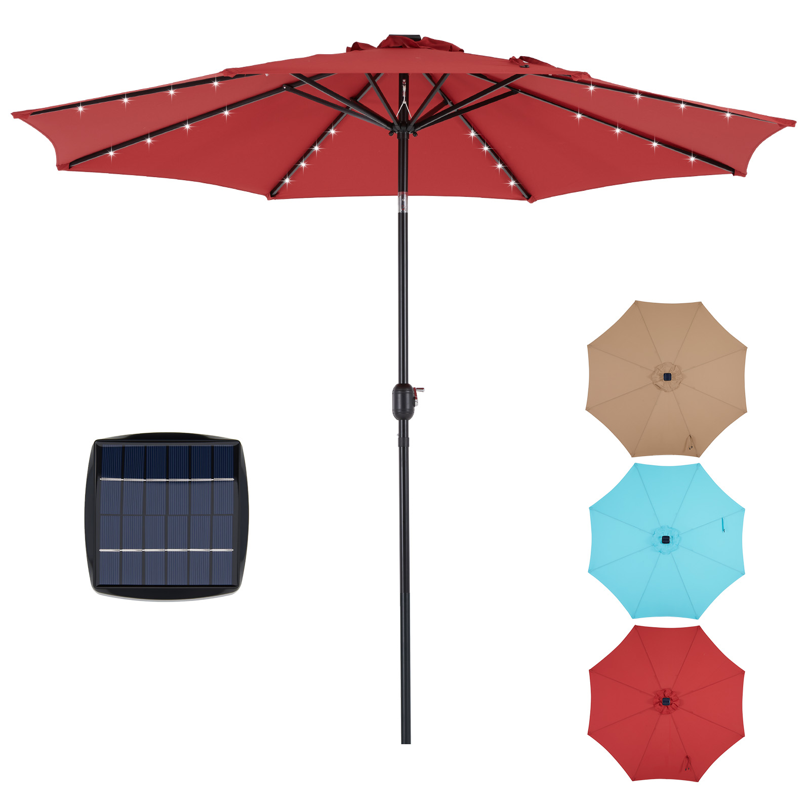 JHK 10FT Solar Patio Umbrella  - Outdoor Furniture Sunbrella ulasan dan harga