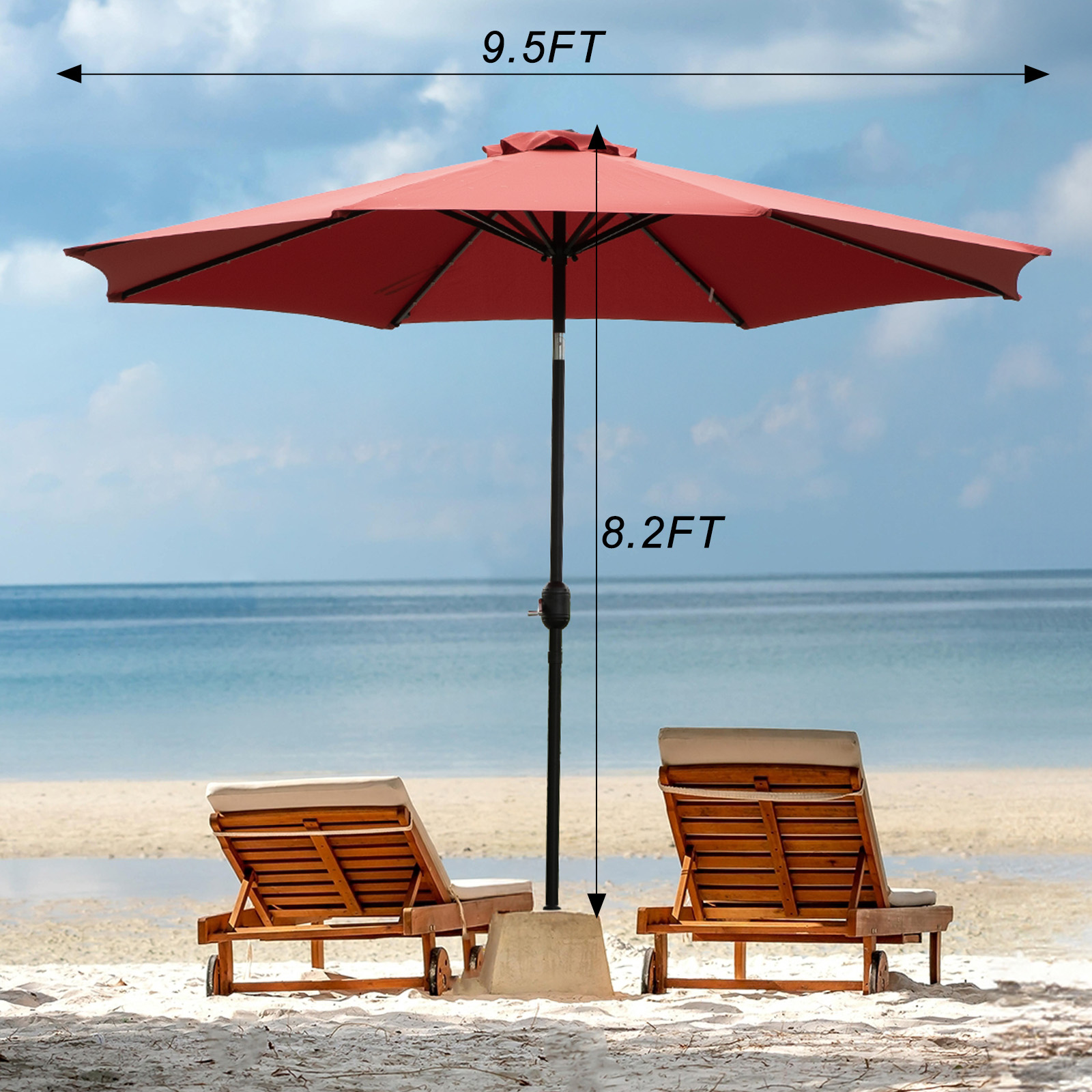 JHK 10FT Solar Patio Umbrella  - Outdoor Furniture Sunbrella ulasan dan harga