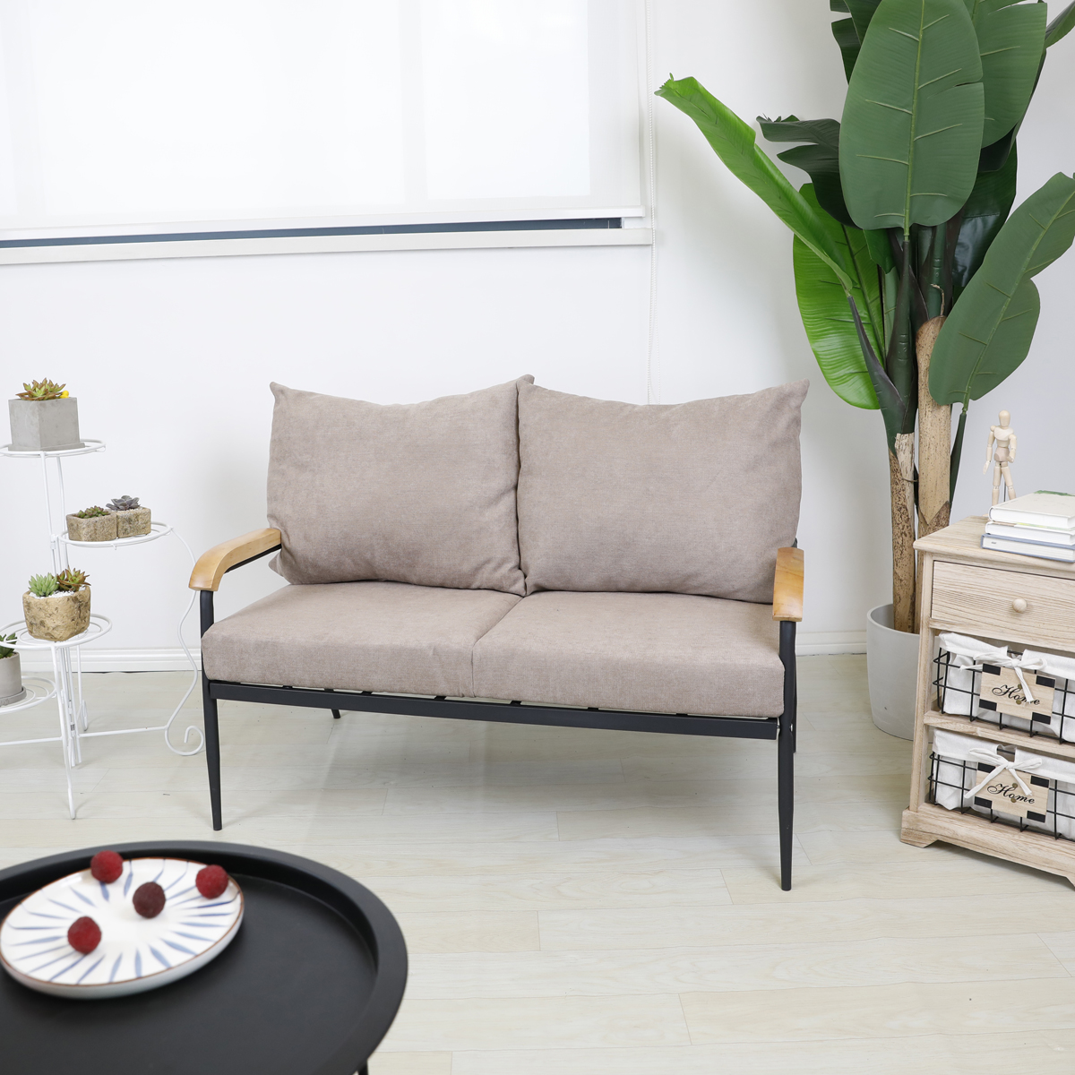 #2 Seat Fabric Outdoor Set Met - Outdoor Furniture Set Sale ulasan dan harga