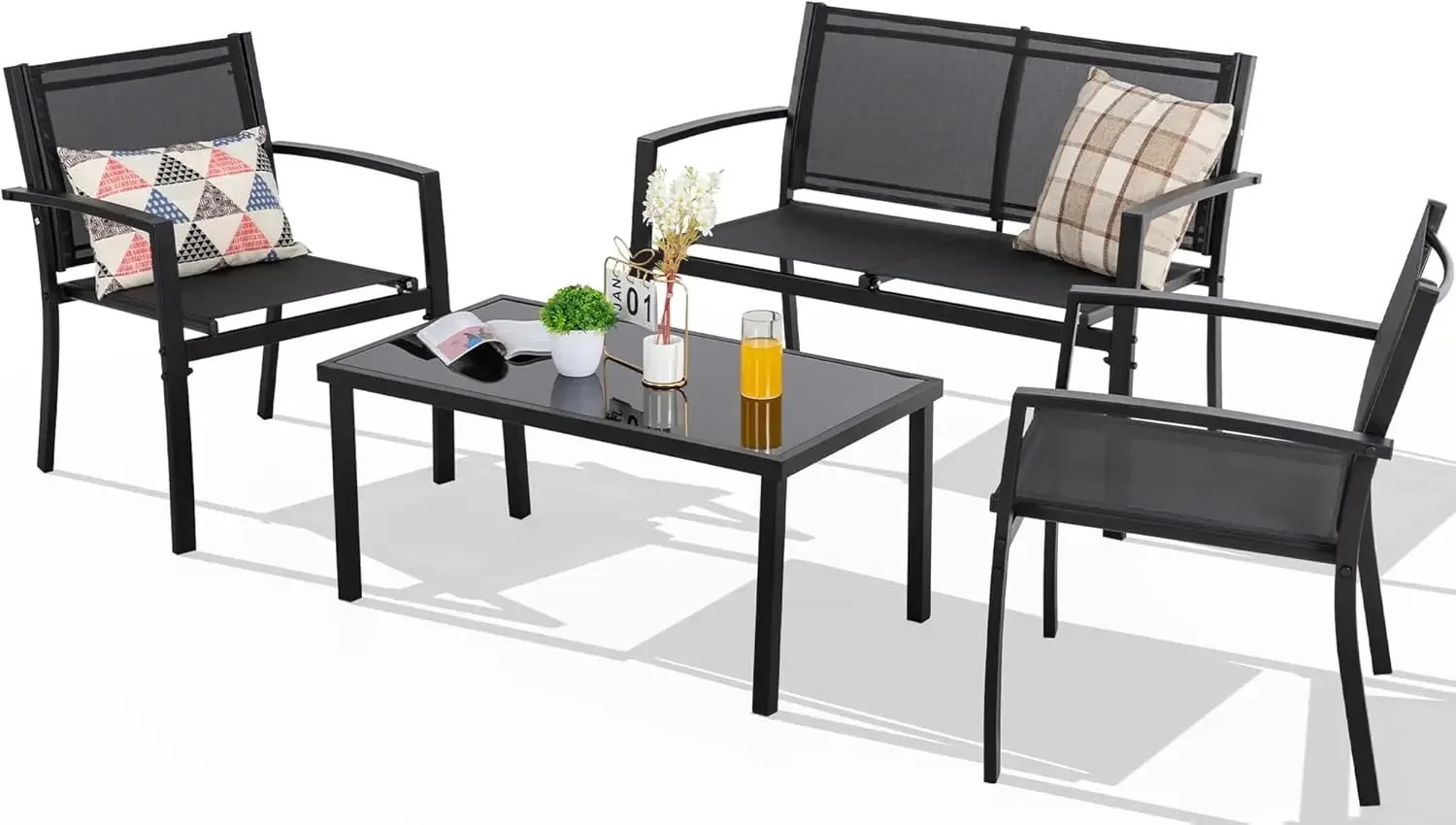 4 Pieces Patio Furniture Set A - Outdoor Furniture Loveseat ulasan dan harga
