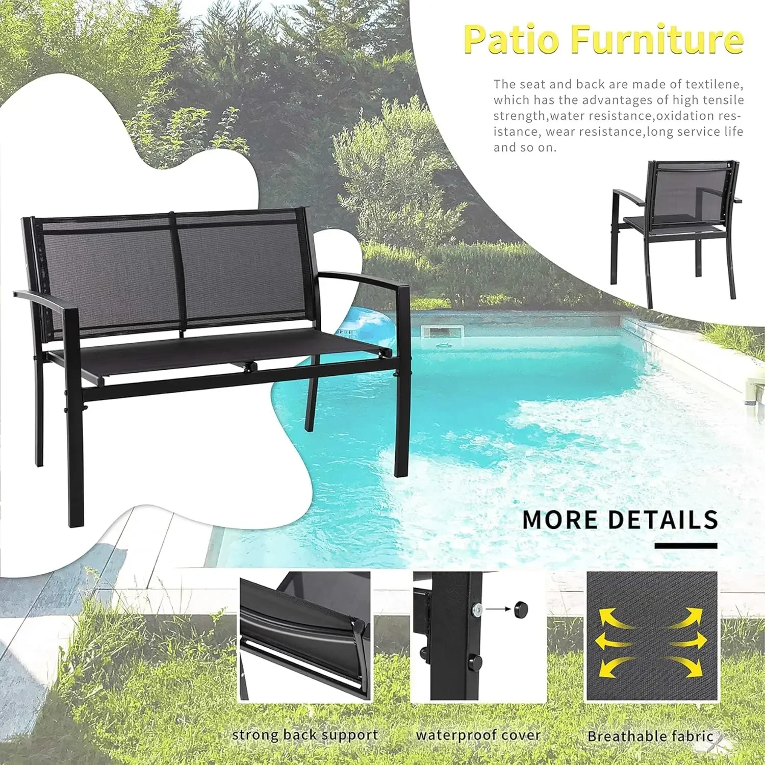 4 Pieces Patio Furniture Set A - Outdoor Furniture Loveseat ulasan dan harga