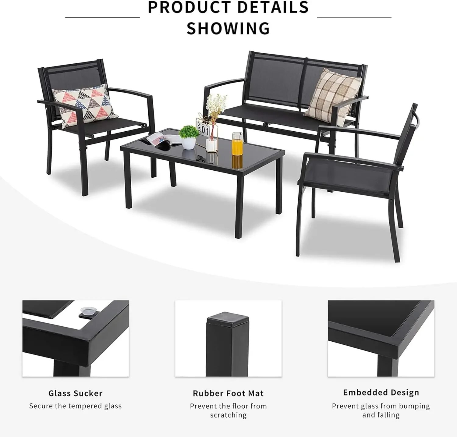 4 Pieces Patio Furniture Set A - Outdoor Furniture Loveseat ulasan dan harga