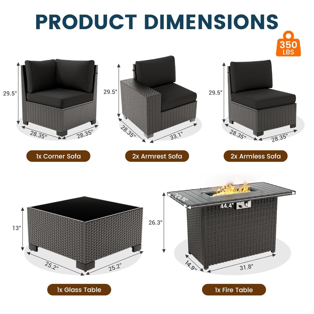 7 Piece Outdoor Sectional Sofa - Outdoor Furniture With Fire Pit Table ulasan dan harga