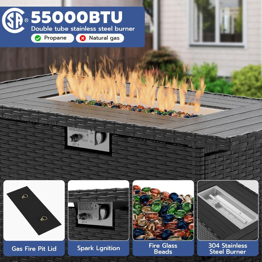 7 Piece Outdoor Sectional Sofa - Outdoor Furniture With Fire Pit Table ulasan dan harga