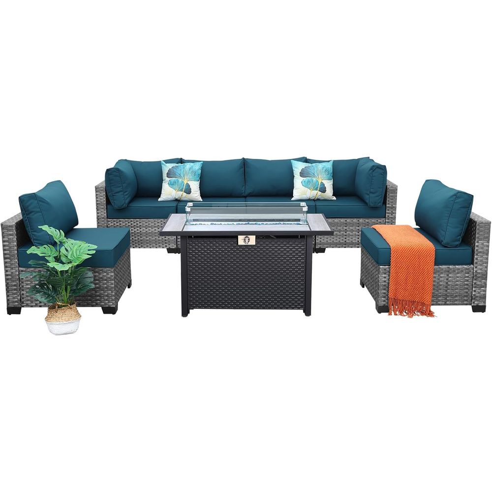7-Piece Outdoor Wicker Patio F - Outdoor Furniture With Fire Pit Table ulasan dan harga
