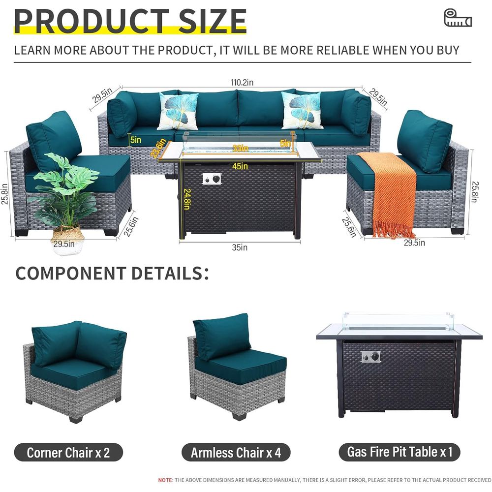 7-Piece Outdoor Wicker Patio F - Outdoor Furniture With Fire Pit Table ulasan dan harga