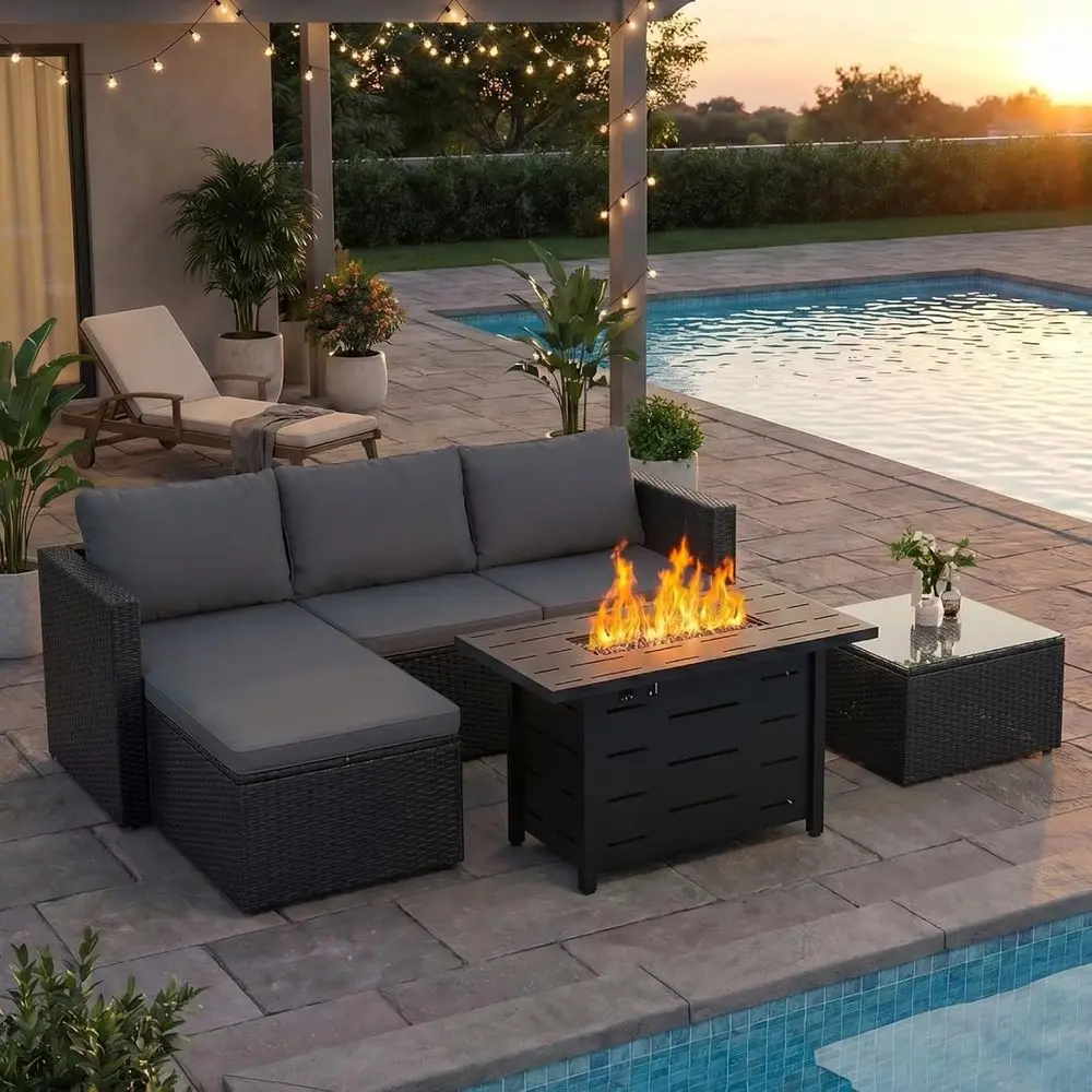 4-Piece Outdoor Patio Furnitur - Outdoor Furniture With Fire Pit Table ulasan dan harga