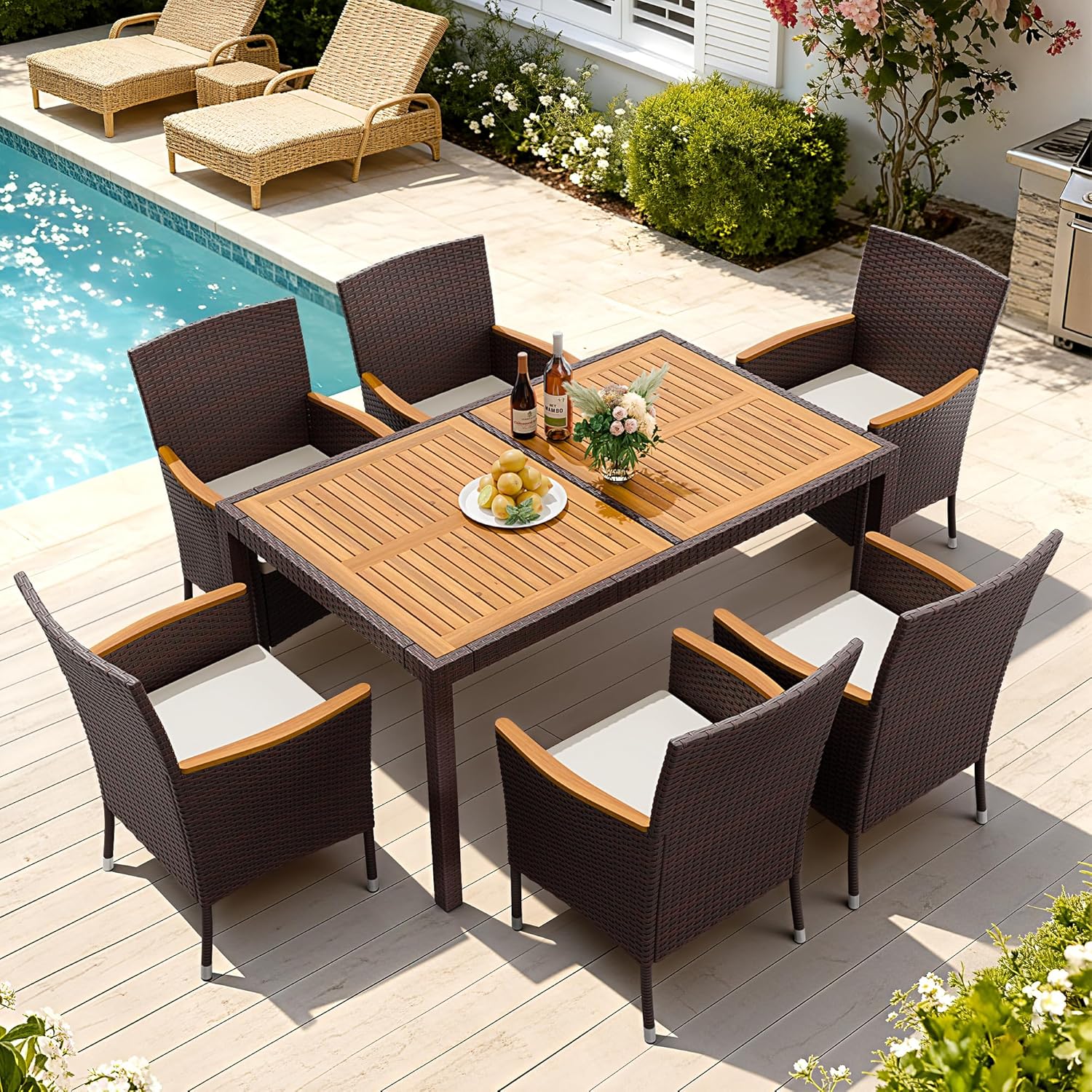 7 Piece Patio Dining Set Acaci - Outdoor Furniture Deals ulasan dan harga