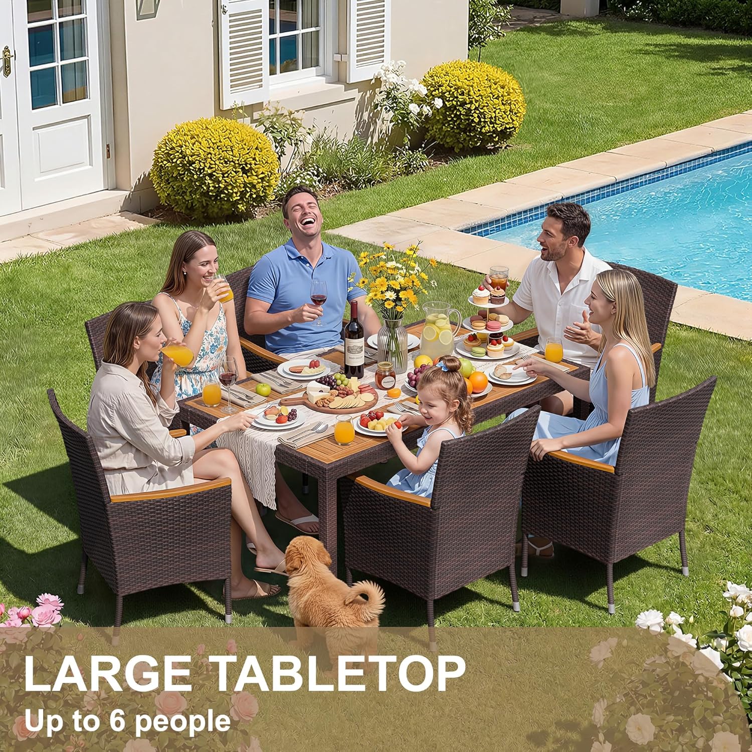 7 Piece Patio Dining Set Acaci - Outdoor Furniture Deals ulasan dan harga