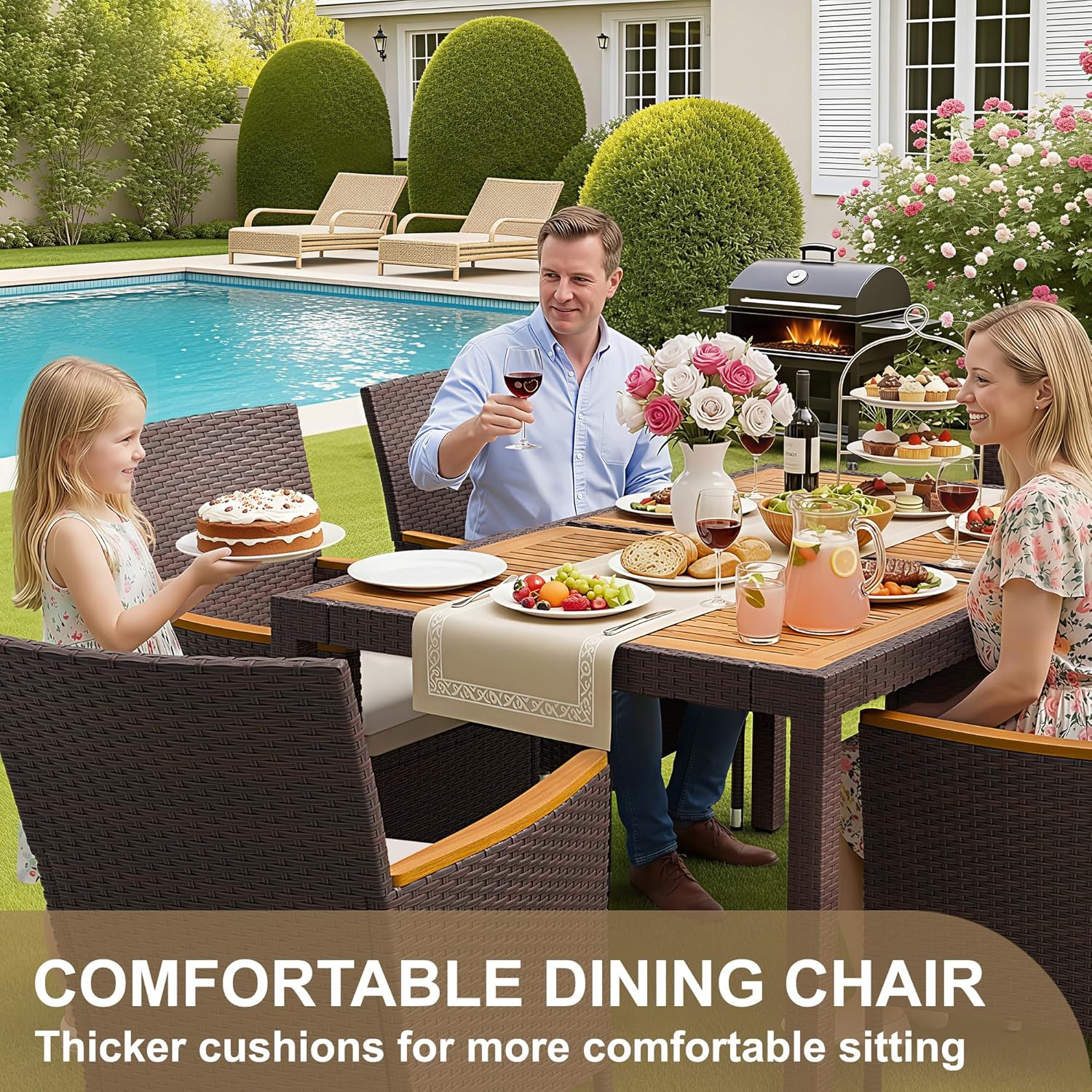 7 Piece Patio Dining Set Acaci - Outdoor Furniture Deals ulasan dan harga