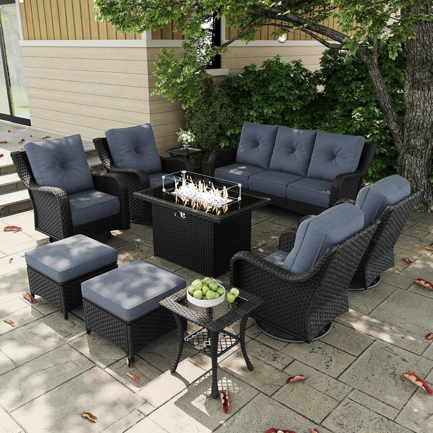 10 Pieces Outdoor Patio Furnit - Outdoor Furniture With Fire Pit Table ulasan dan harga