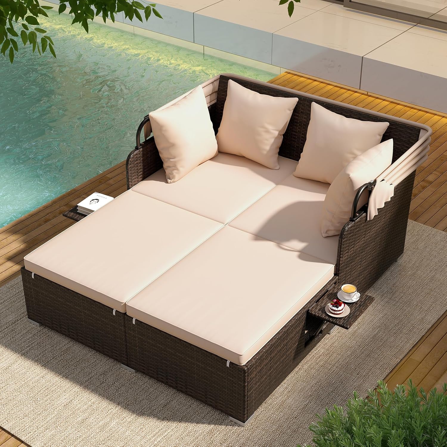 Outdoor Daybed, 2-Person Wicke - Outdoor Furniture Sunbrella ulasan dan harga