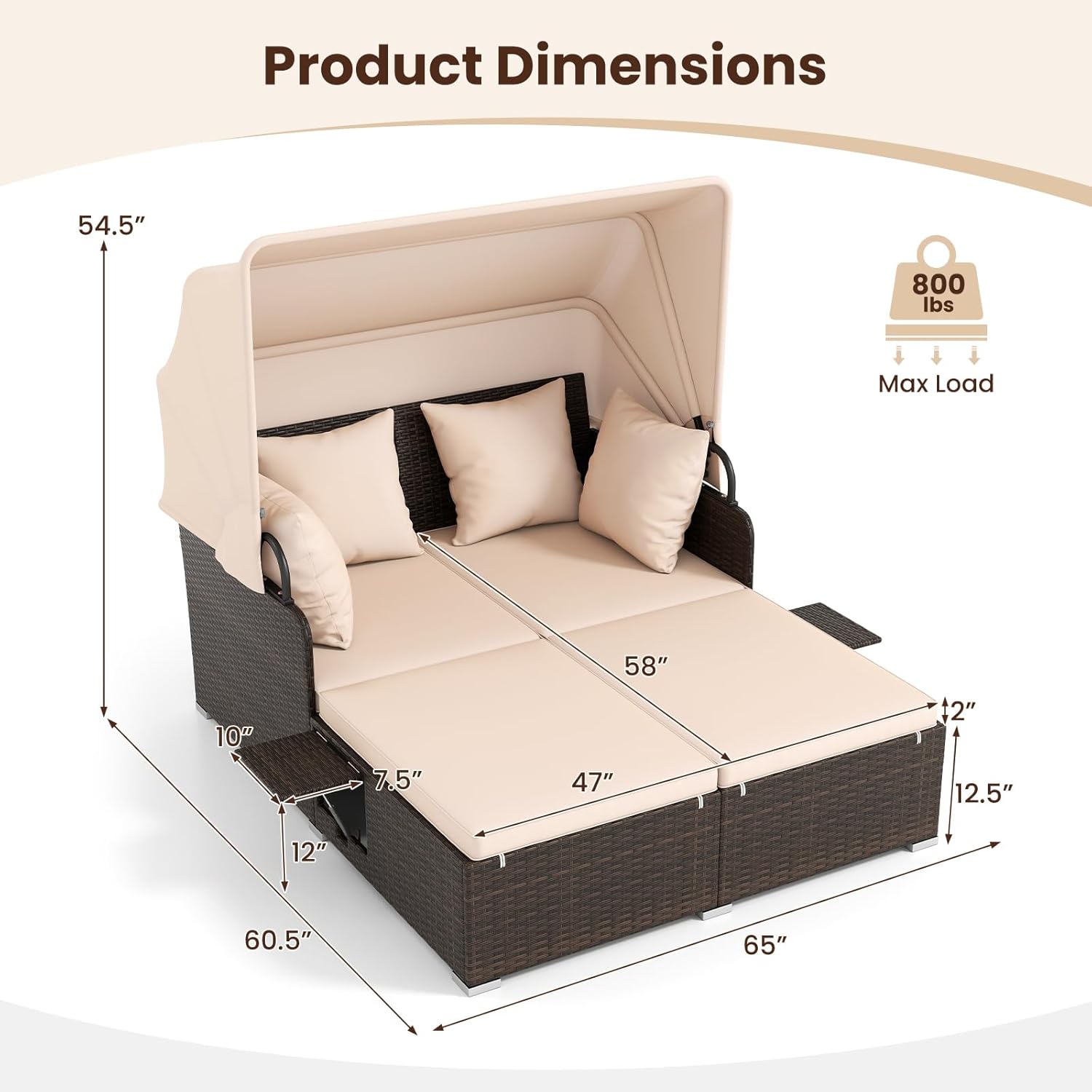 Outdoor Daybed, 2-Person Wicke - Outdoor Furniture Sunbrella ulasan dan harga