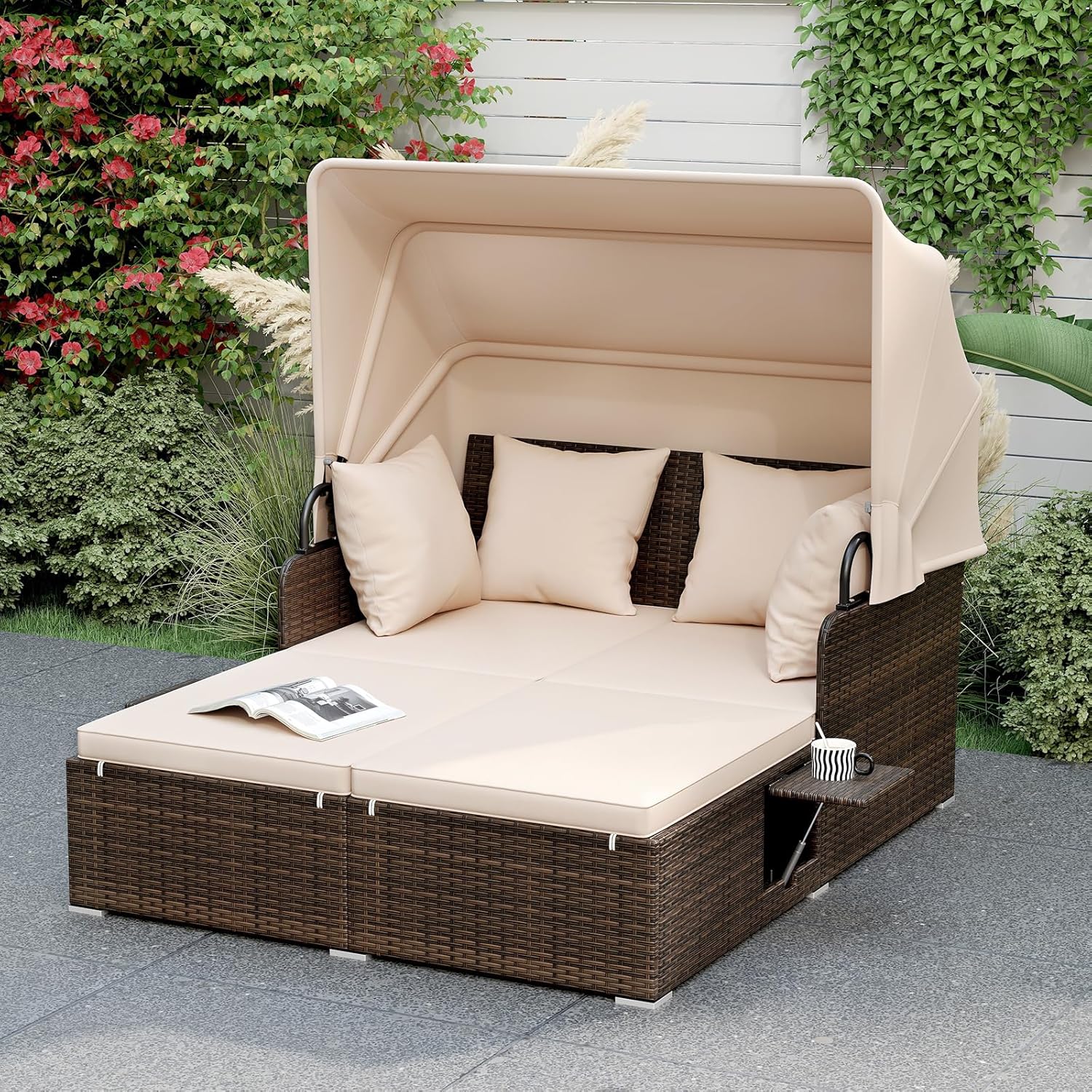 Outdoor Daybed, 2-Person Wicke - Outdoor Furniture Sunbrella ulasan dan harga