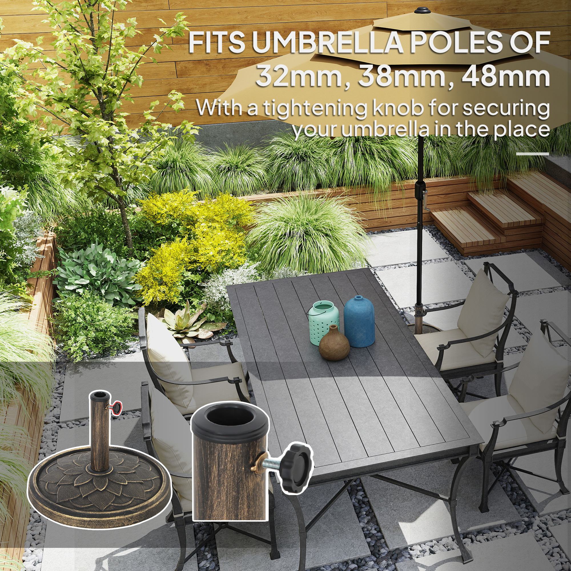 Round Patio Umbrella Base, 26  - Outdoor Furniture Year Round ulasan dan harga