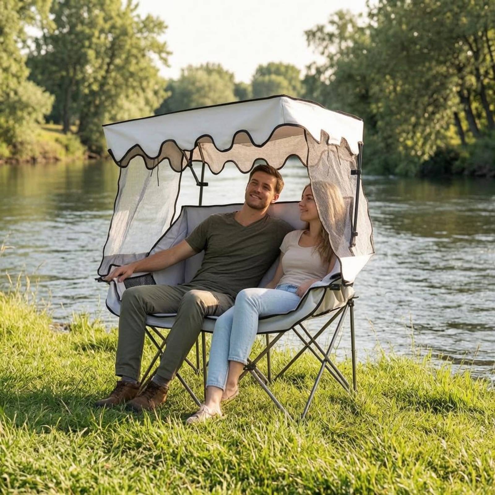Camping Chair with Canopy Heav - Outdoor Furniture Loveseat ulasan dan harga