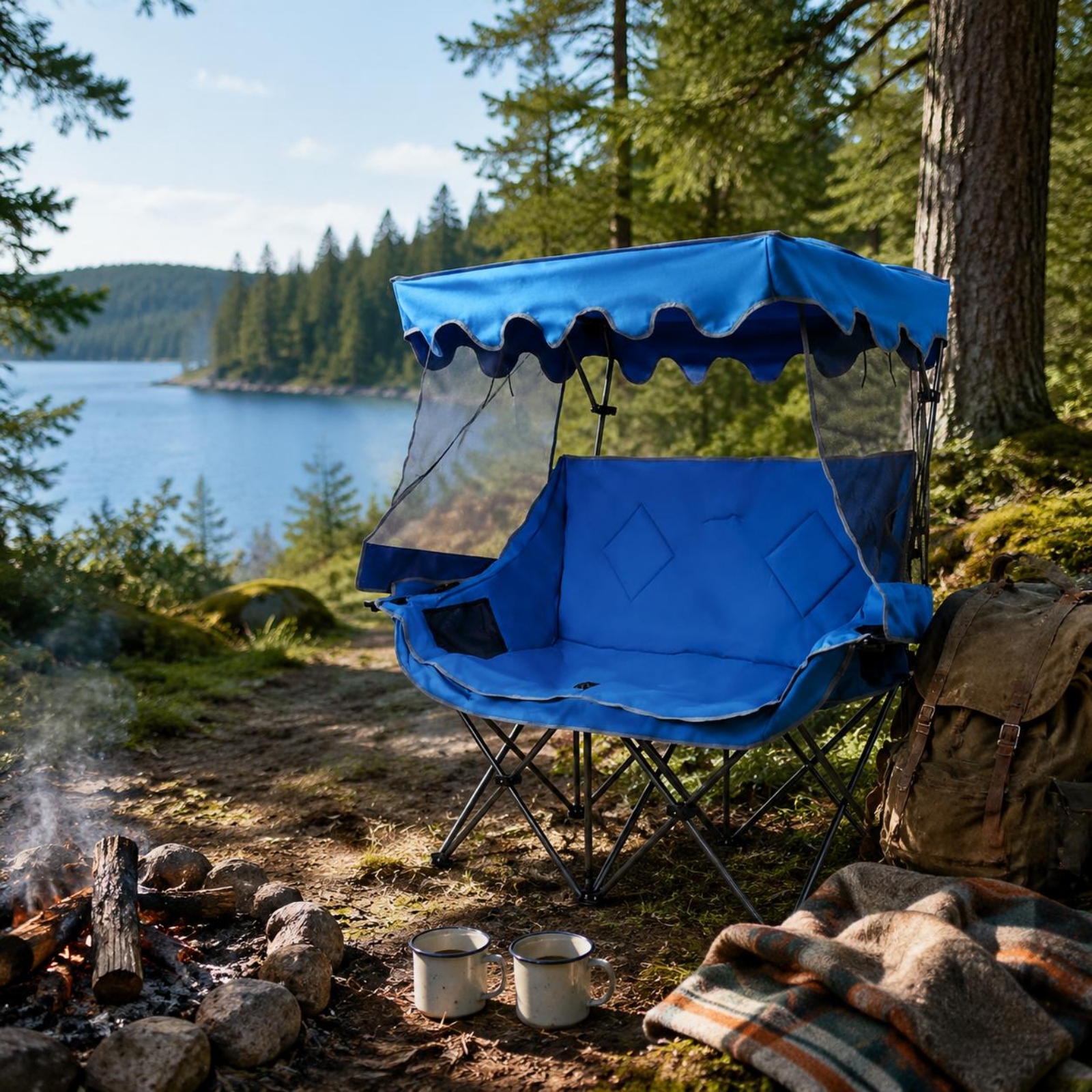 Camping Chair with Canopy Heav - Outdoor Furniture Loveseat ulasan dan harga