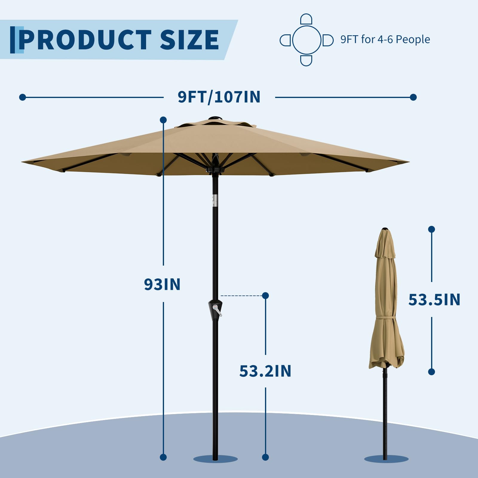 9FT Patio Umbrella - Outdoor T - Outdoor Furniture Sunbrella ulasan dan harga