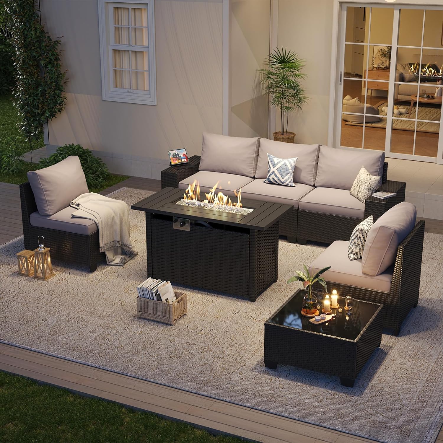 Outdoor Patio Furniture Set wi - Outdoor Furniture With Fire Pit Table ulasan dan harga