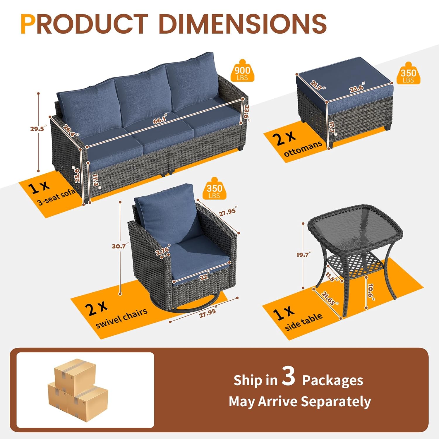 6pc Gray PE Rattan Sectional S - Outdoor Furniture With Fire Pit Table ulasan dan harga