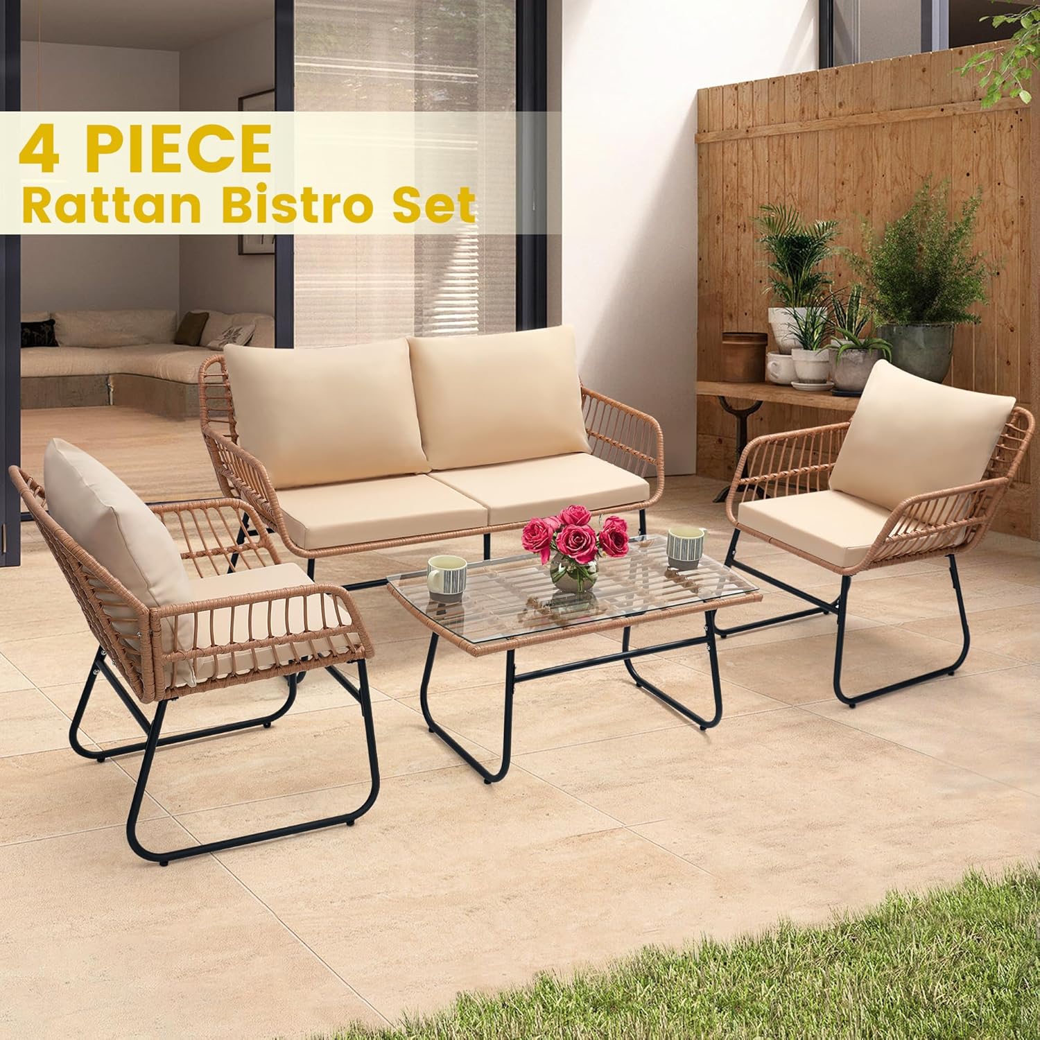 4 Piece Patio Bistro Outdoor F - Outdoor Furniture Deals ulasan dan harga