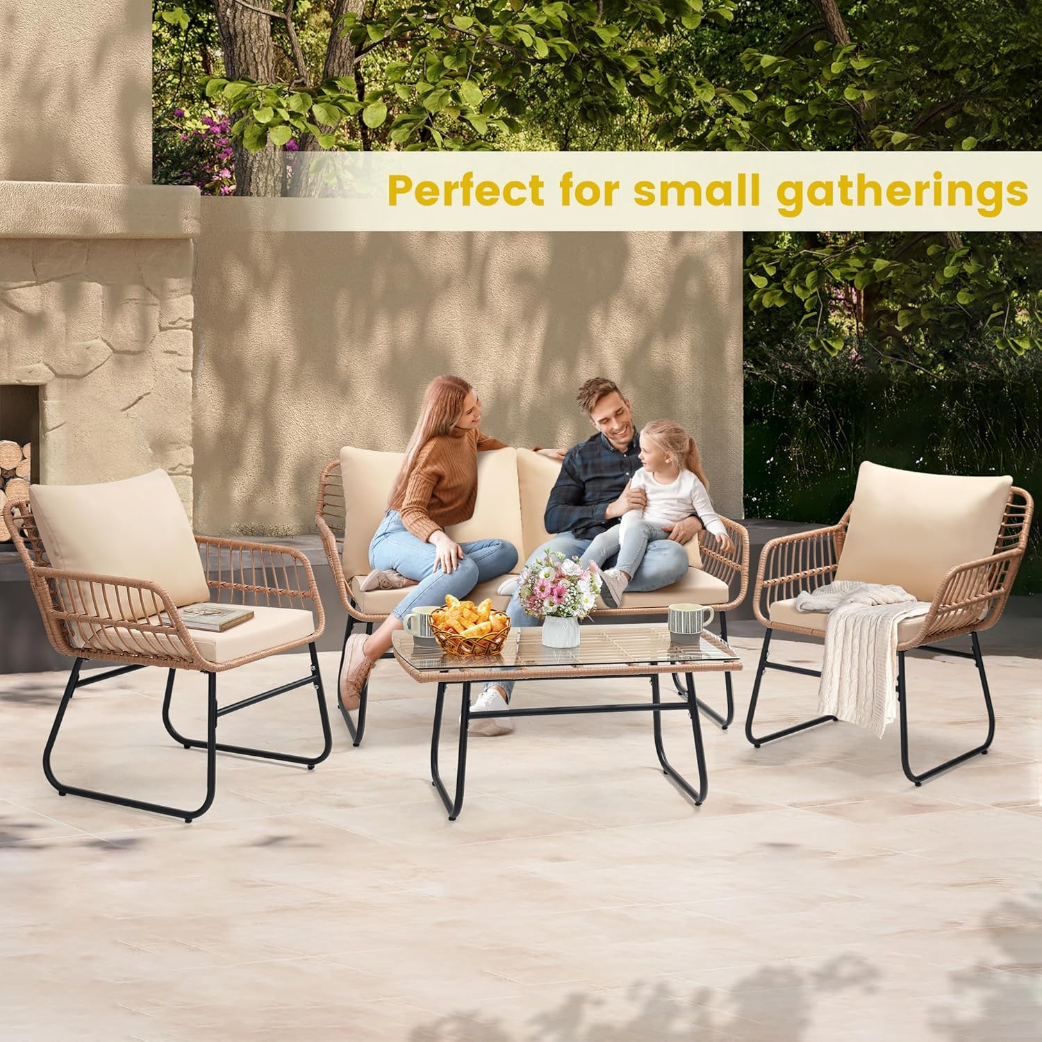 4 Piece Patio Bistro Outdoor F - Outdoor Furniture Deals ulasan dan harga