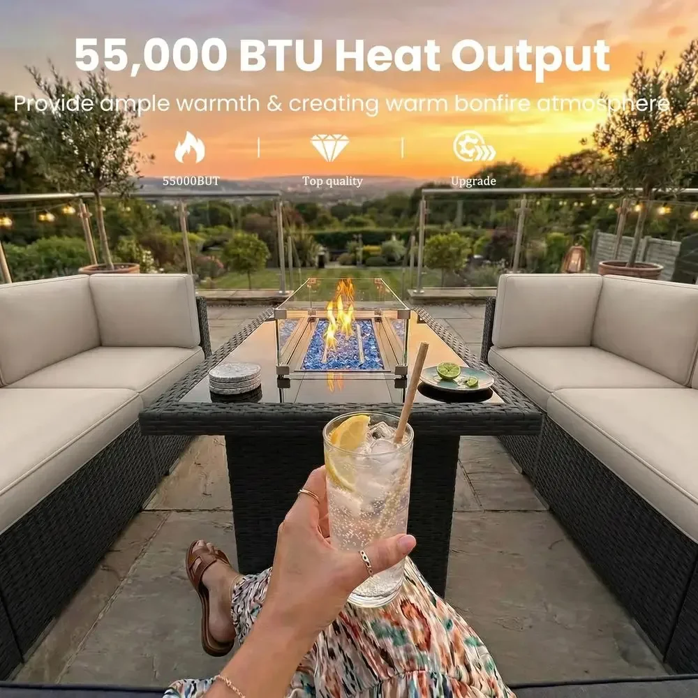 8-Piece Outdoor Patio Furnitur - Outdoor Furniture With Fire Pit Table ulasan dan harga
