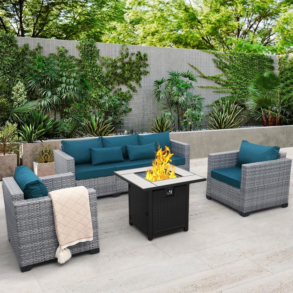 4-Piece Outdoor Wicker Patio F - Outdoor Furniture With Fire Pit Table ulasan dan harga